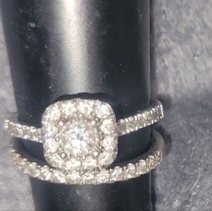 Diamond wedding engagement ring set 10k gold size 7
